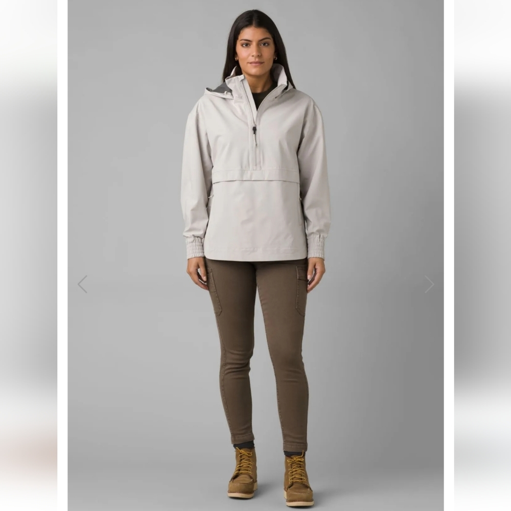 NWT PRANA Pebble Gray Othello Falls Anorak Pullover Rain Jacket Women XL